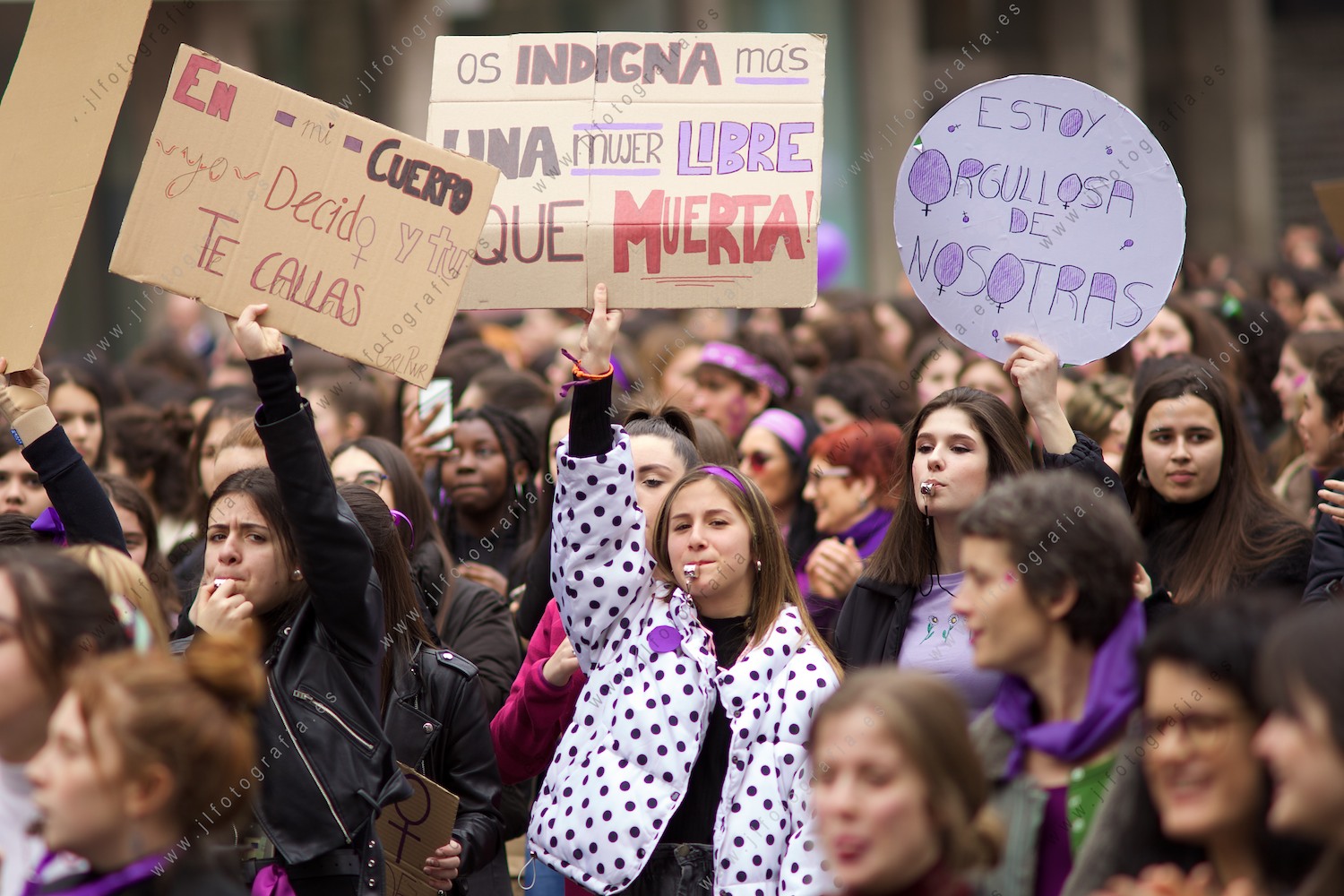 Momento de la manifestación del 8 de marzo en Bilbao por la ihualdad de género.