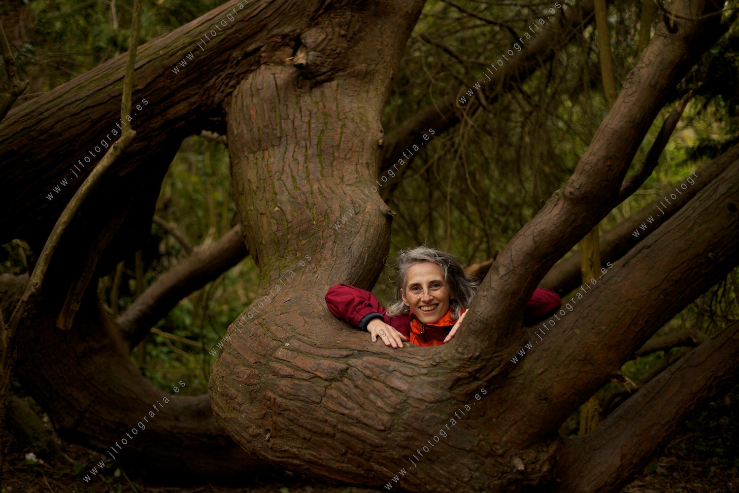 Retrato de una amiga en un árbol junto a Butrón.